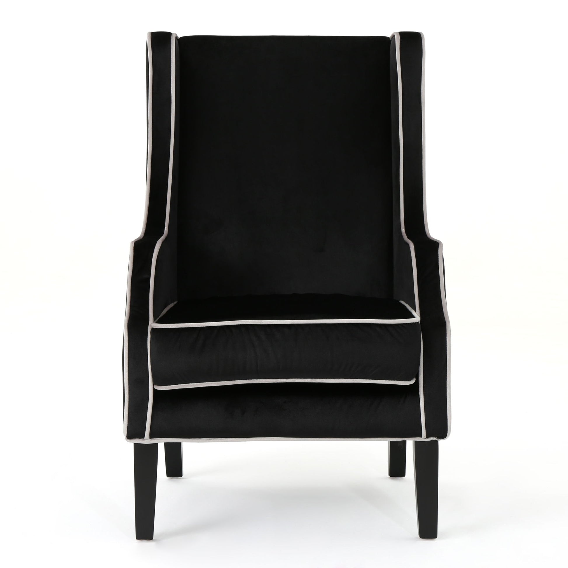 Elegant Velvet Club Chair With Tonal Piping