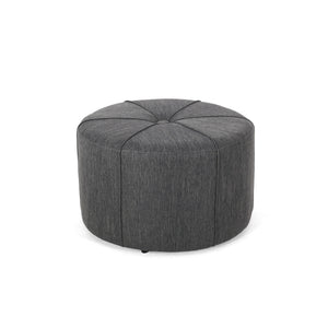 Contemporary Ottoman With Tonal Piping And Button Tuft Design