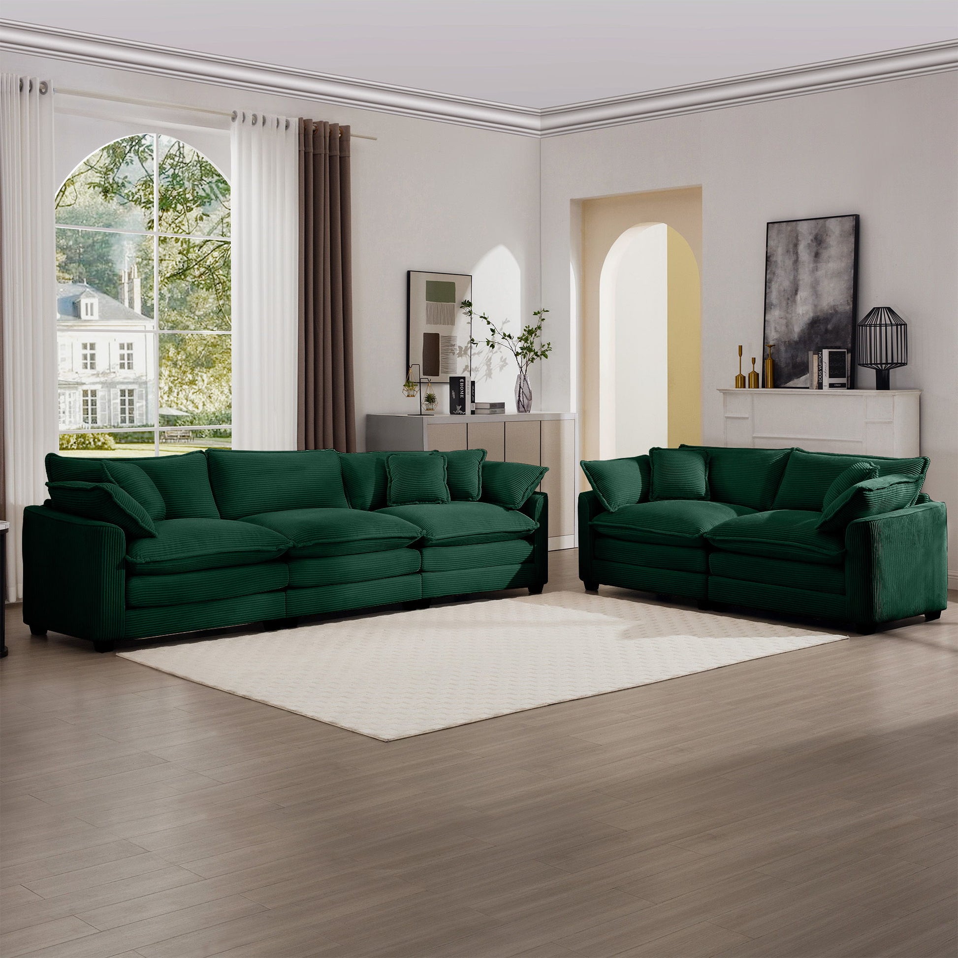 Elegant Corduroy Oversized Sectional Sofa Set With Deep Seats And Flexible Layout