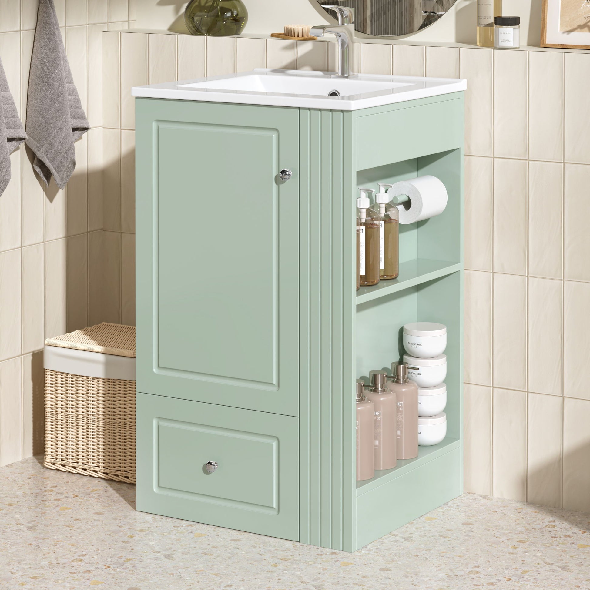 Modern Freestanding Bathroom Vanity With Sink, Soft-Close Drawer, Towel Bar