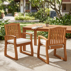 Della - Wood Armchair (Set of 2) Outdoor Dining Chairs - Cream