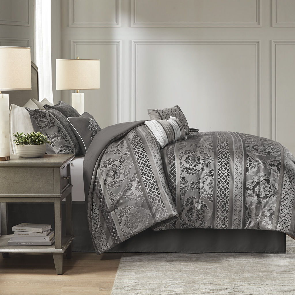 Bellagio - Queen 7 Piece Comforter Set - Gray