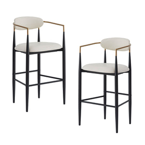 Upholstered Barstools With Back For Kitchen (Set of 2)
