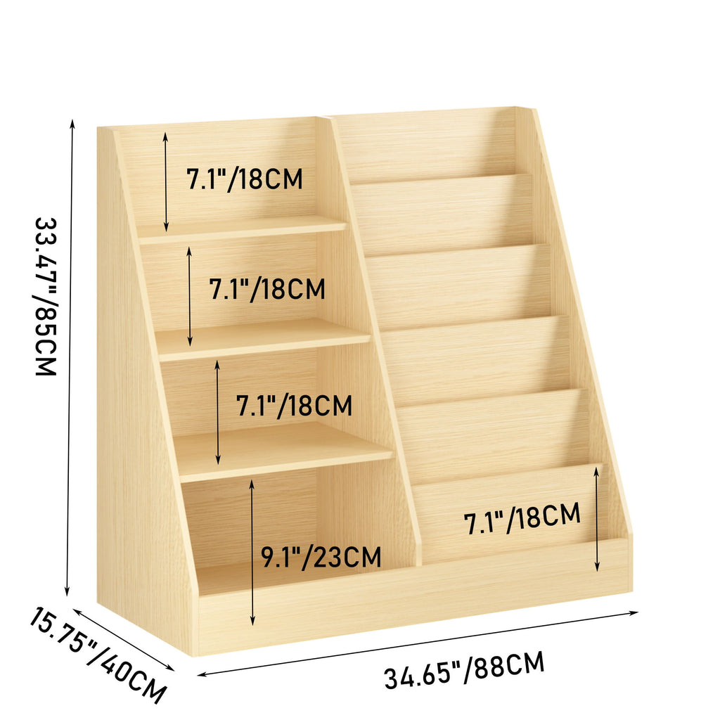 Bookshelf And Toy Storage Organizer, 4 Tier Bookcase With Display Stand For Playroom