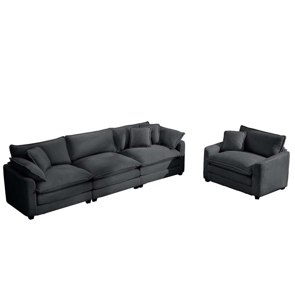 Elegant Corduroy Oversized Sectional Sofa Set With Deep Seats And Flexible Layout
