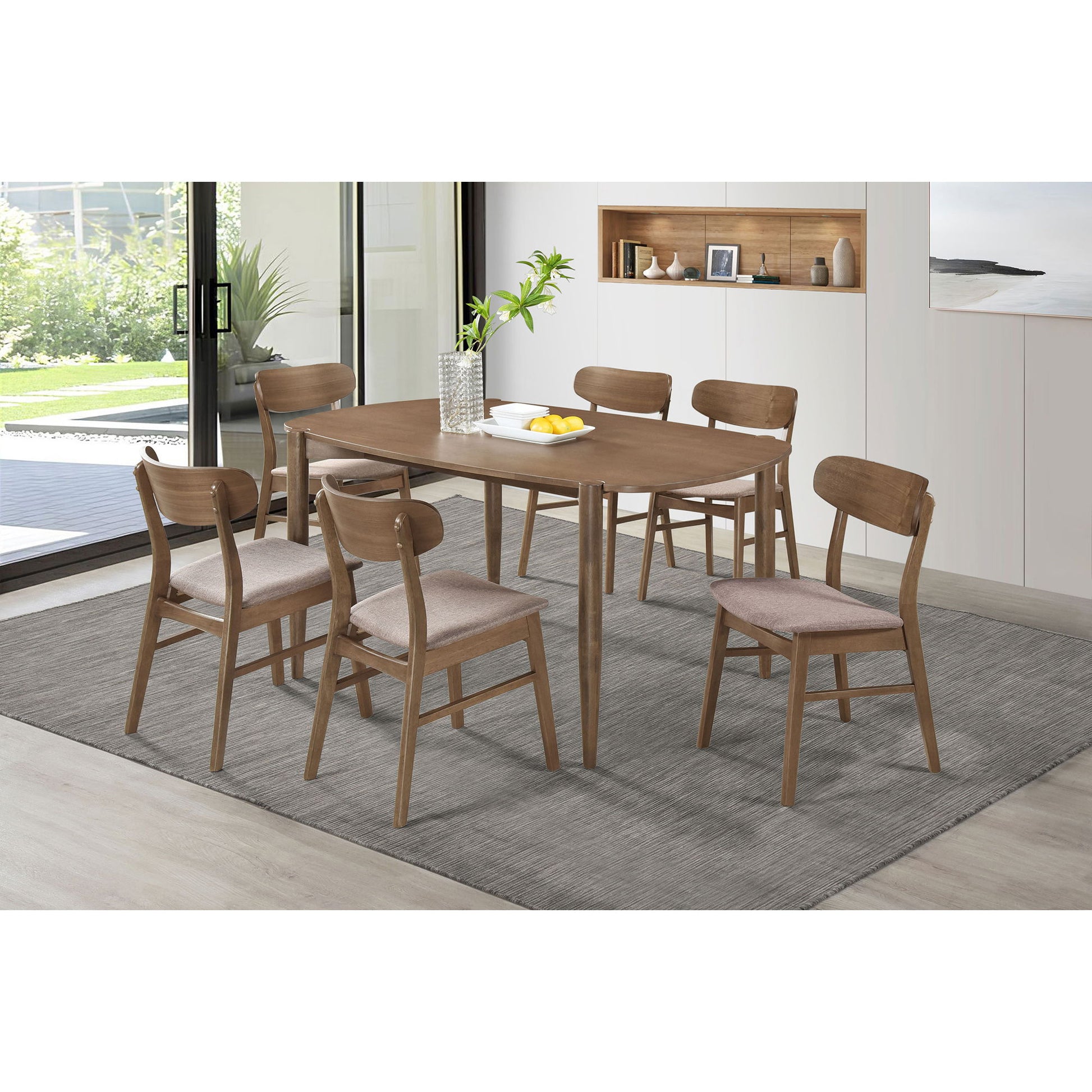 Whisten - Dining Set With Rounded Tabletop And Upholstered Chairs