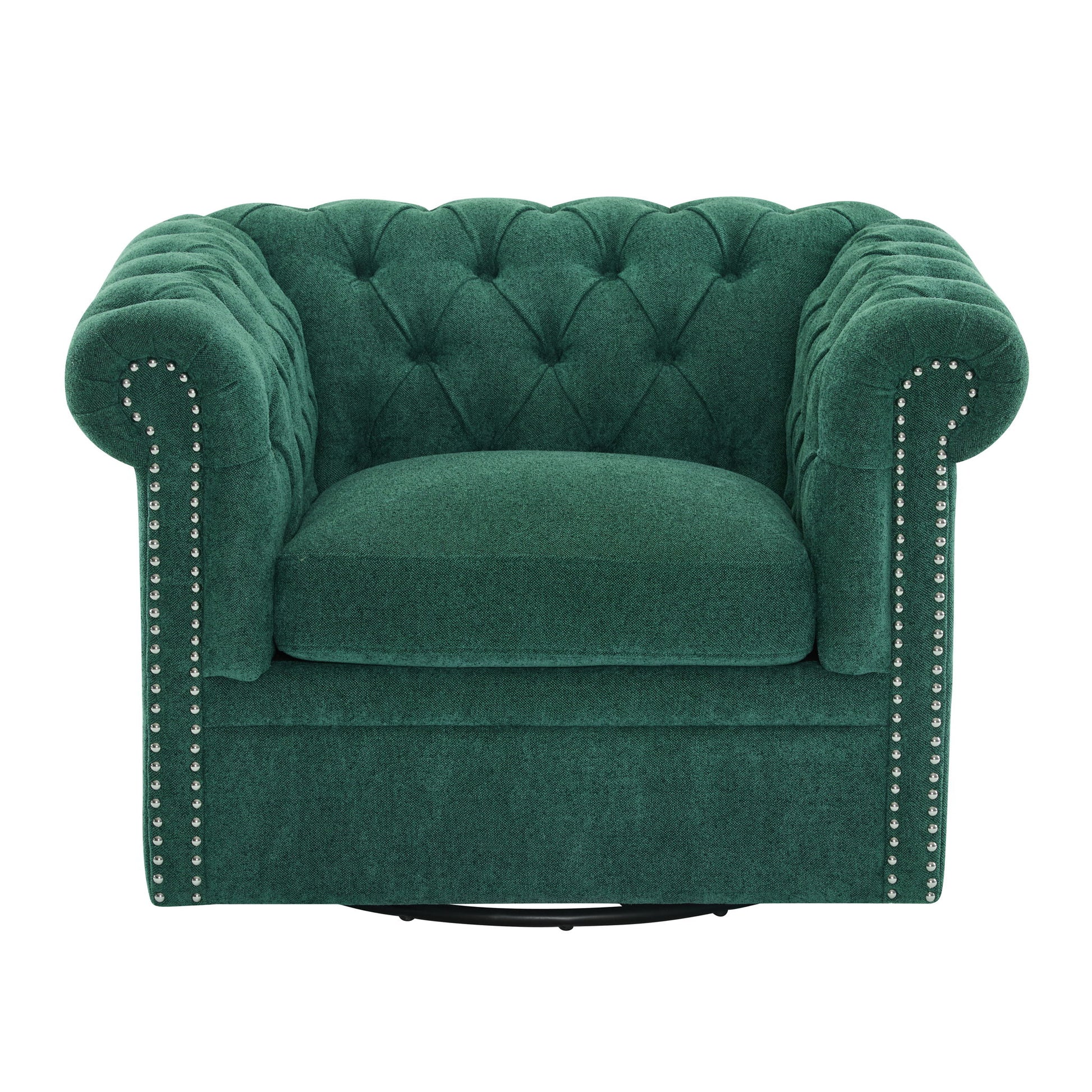 Chesterfield Style Swivel Club Chair With Button Tufted