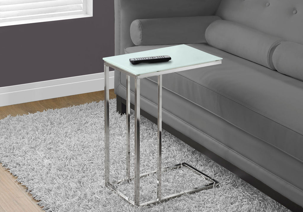 Accent Table, C - Shaped, Tempered Glass, Stylish Design Contemporary & Modern
