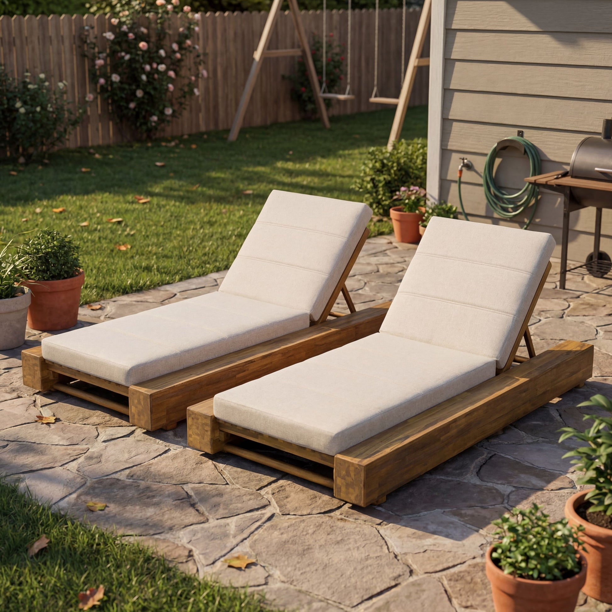 Outdoor Chaise Lounges With Water-Resistant Cushions