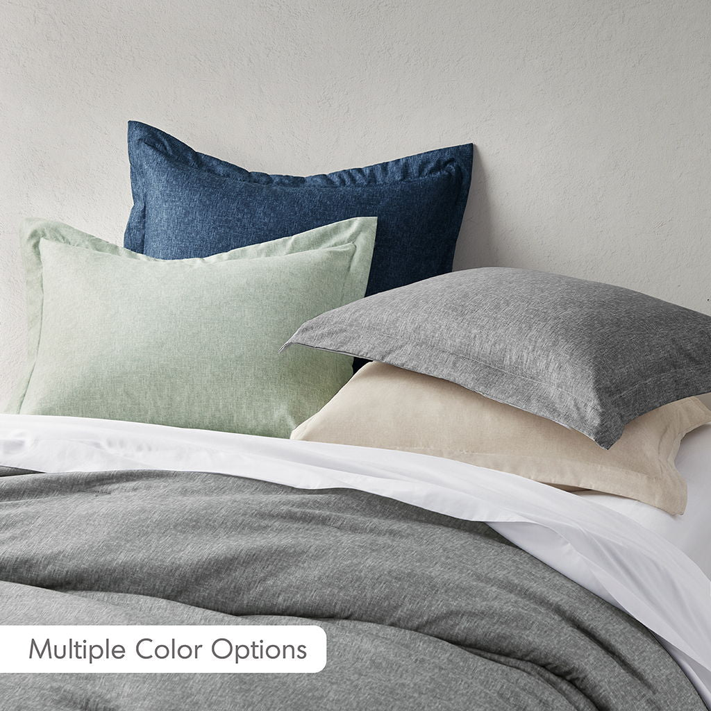 Camden - Twin/Twin Long Chambray Print Solid Comforter Set - Navy