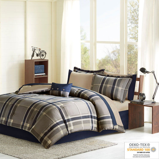 Robbie - Twin Long Comforter And Sheet Set - Navy Multi