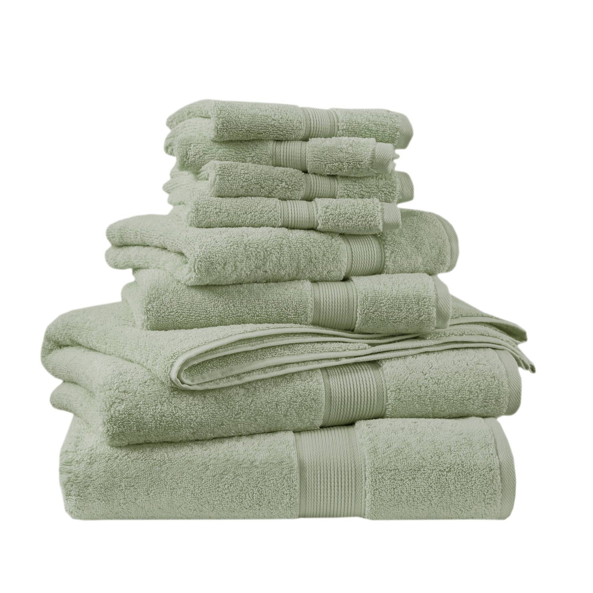 800GSM - 8 Piece Antimicrobial Towel Set - Sage Green