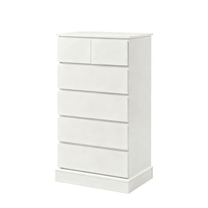 6 Drawer Tall Dresser With Concealed Handles, Vertical Storage Cabinet For Bedroom - White