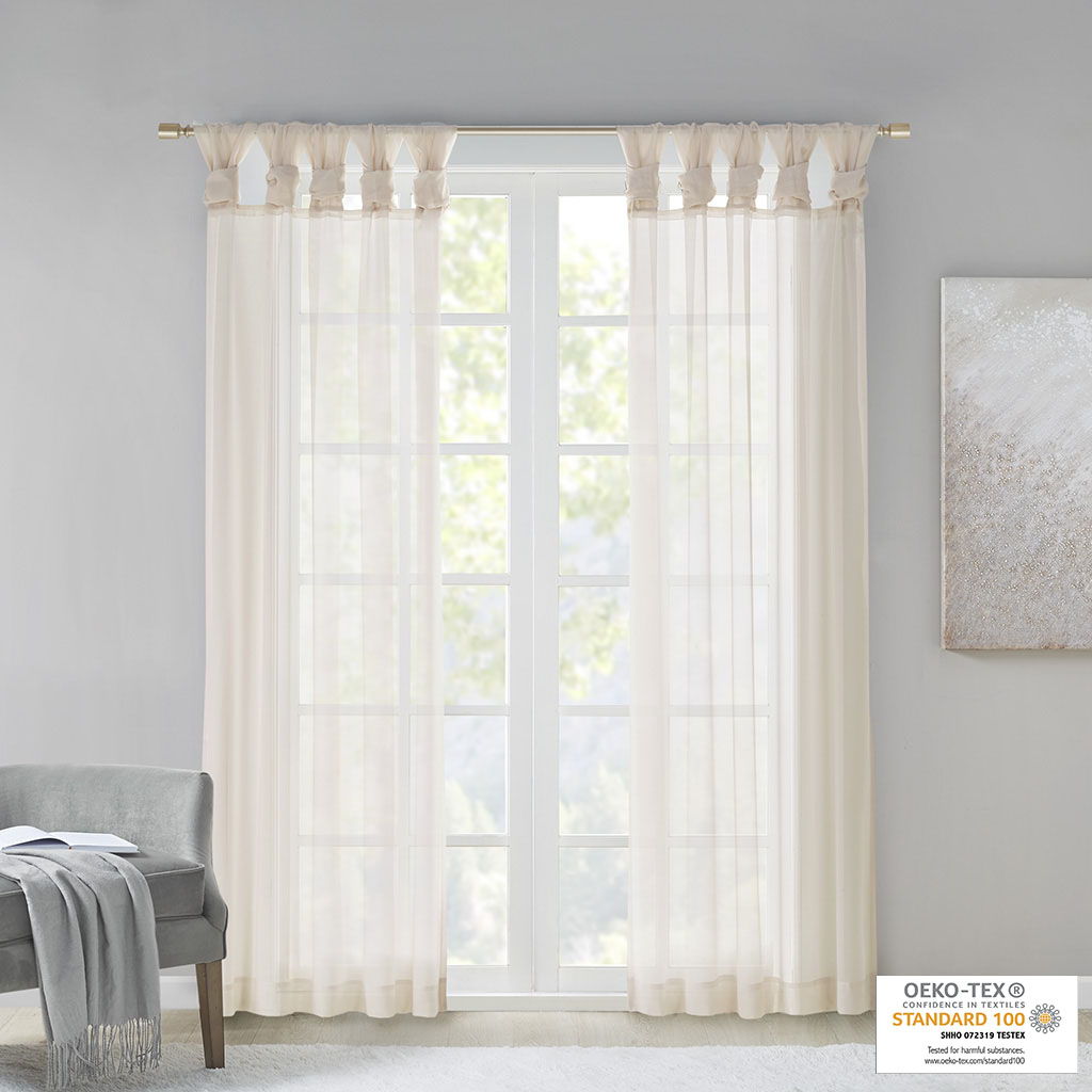 Ceres - 63" Twist Tab Voile Sheer Window Pair - Ivory