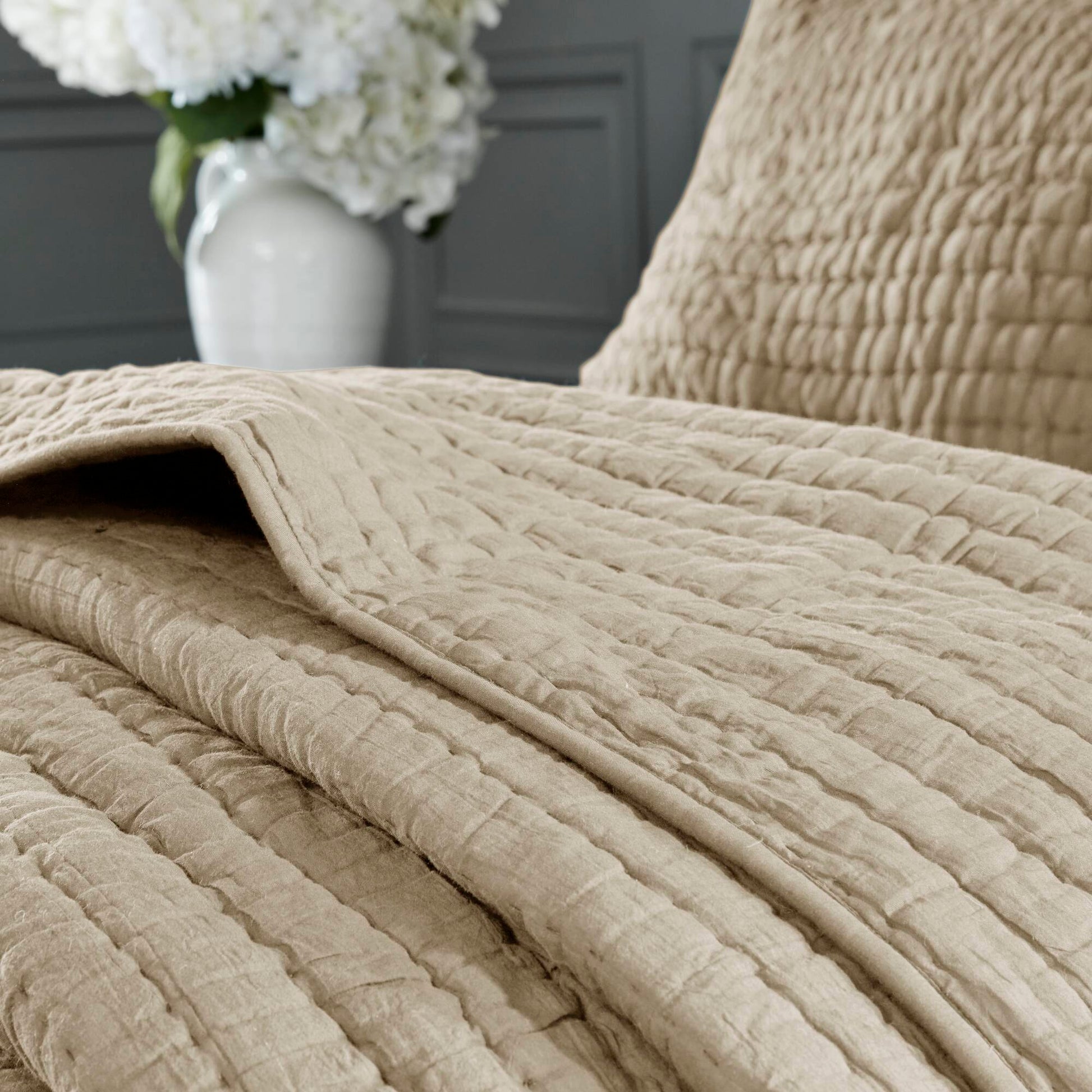 Serene - King Hand Quilted Coverlet Set - Linen