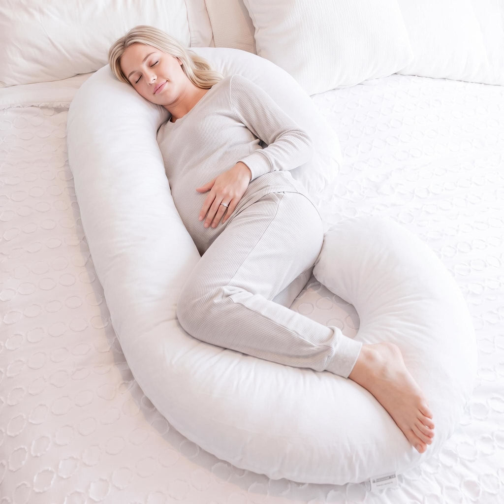 C - Shape Pregnancy Body Pillow With Soft Cover For Back - White