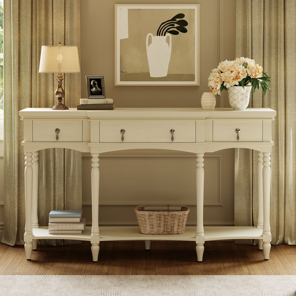 Retro Console Table With 3 Soft Close Drawers