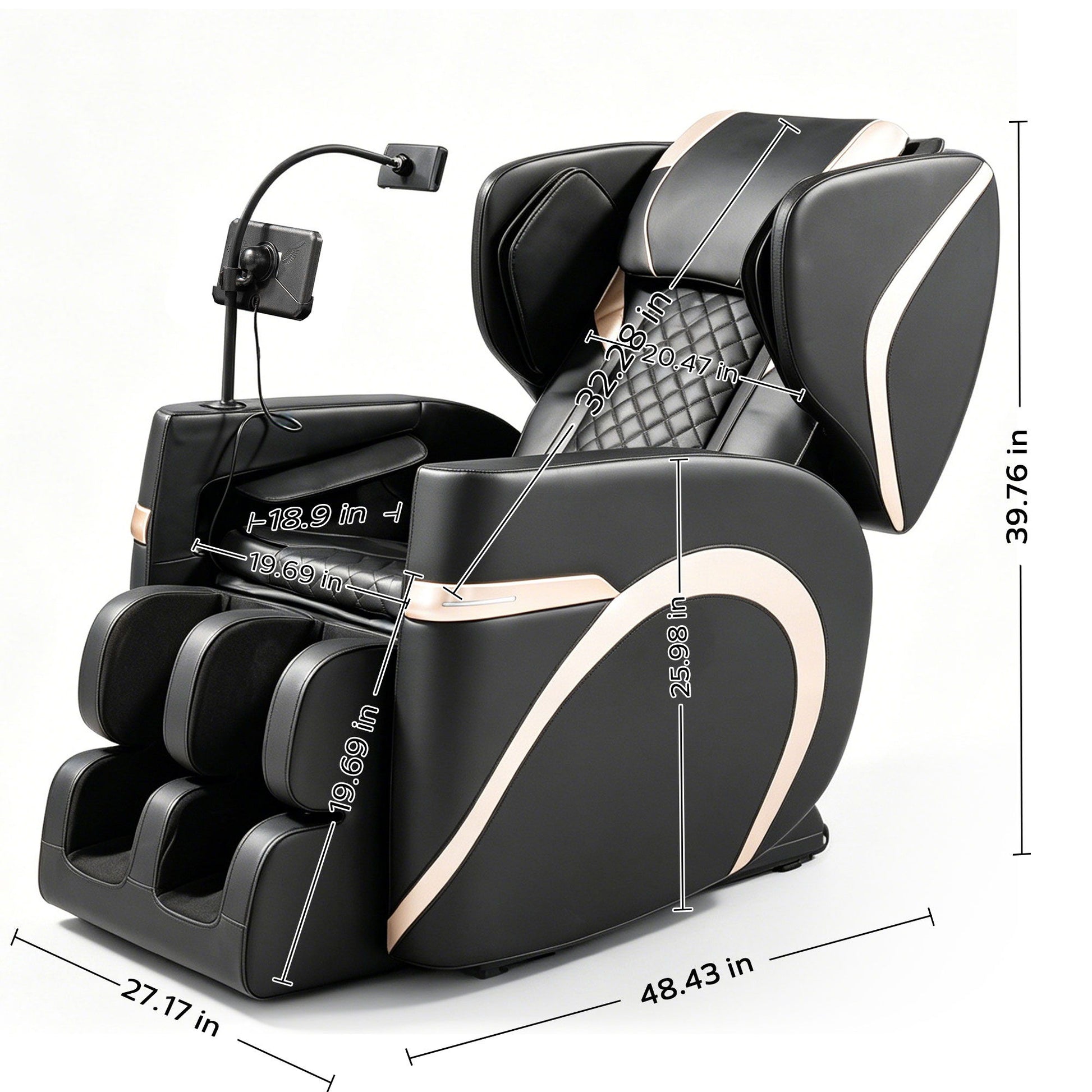 Zero Gravity Massage Chair Recliner & 10 Massage Heads And Full Body Air Pressure - Black