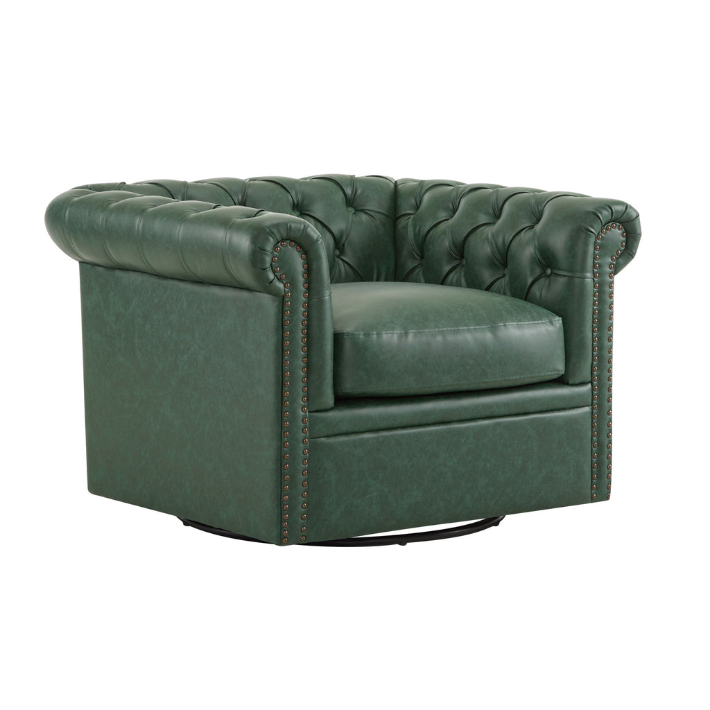 Chesterfield Style Swivel Club Chair With Button Tufted