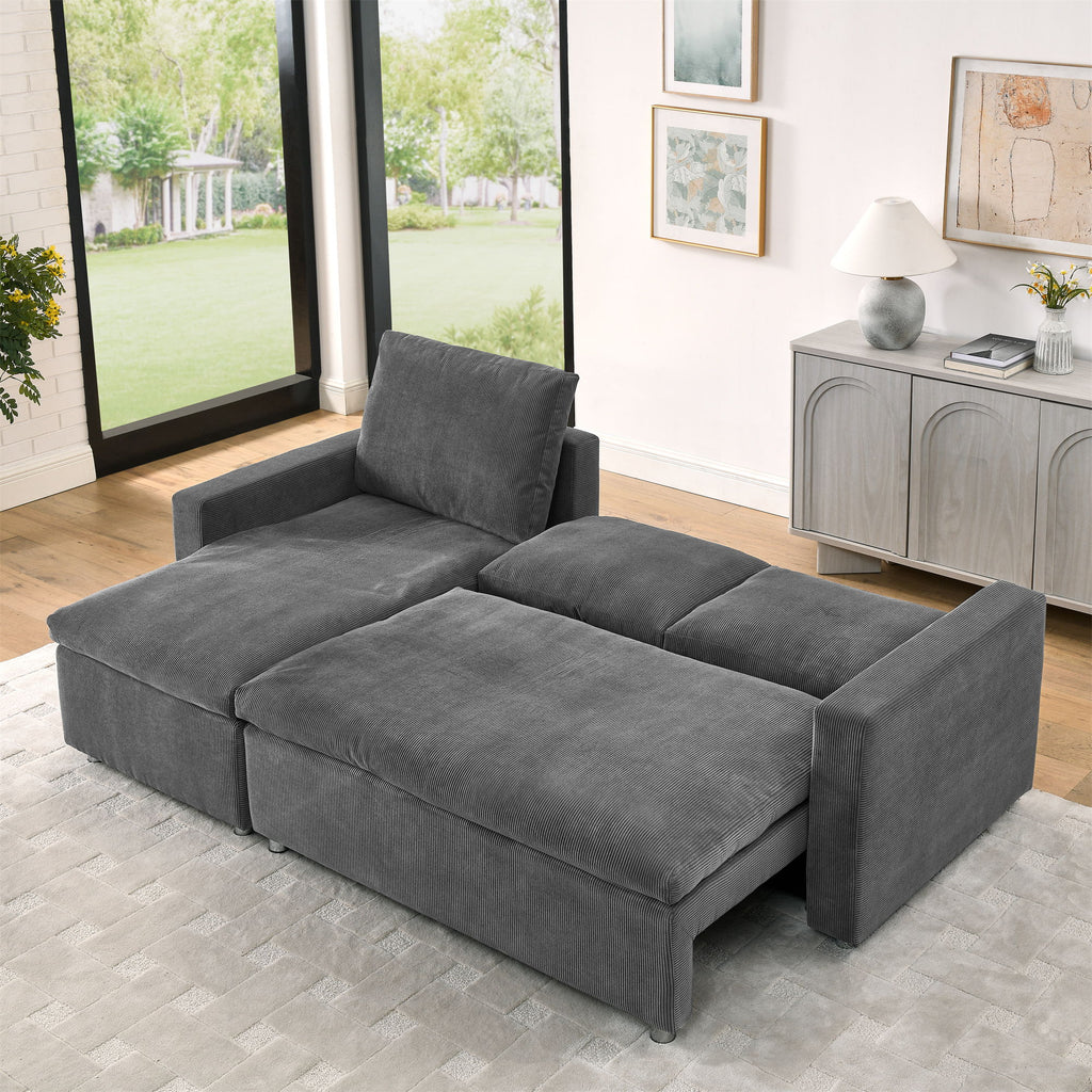 Convertible L Shaped Sleeper Sofa Bed With Reversible Chaise And Storage