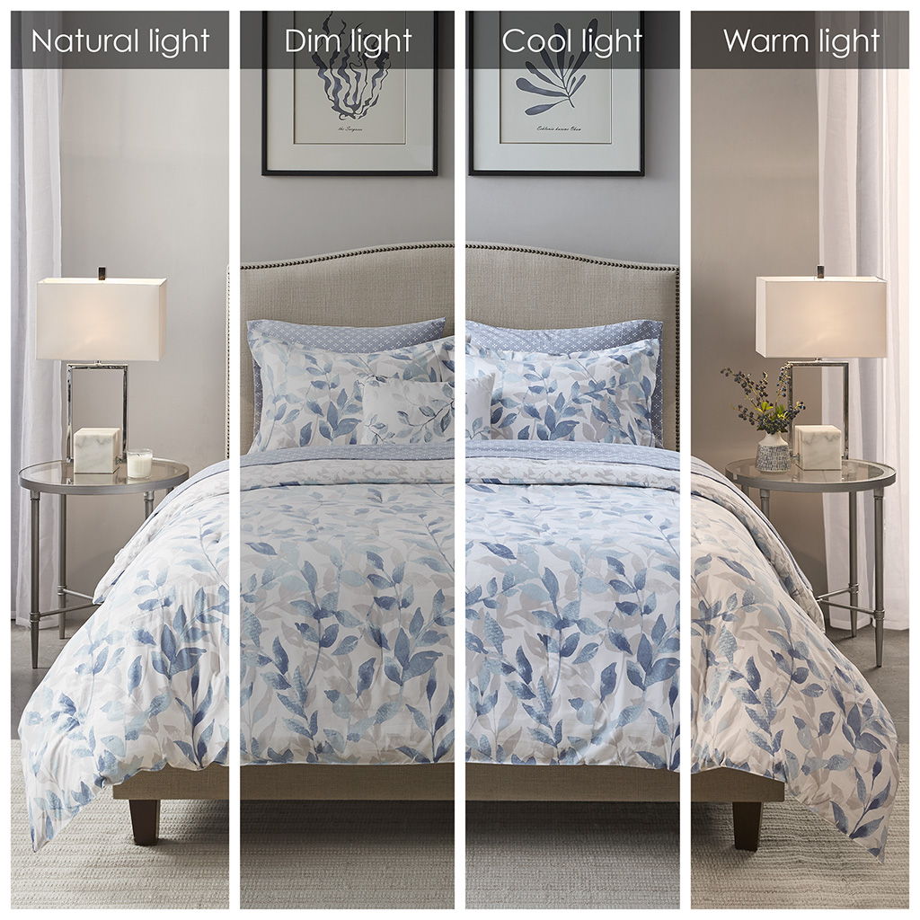 Sofia - California King Reversible Complete Bedding Set - Blue