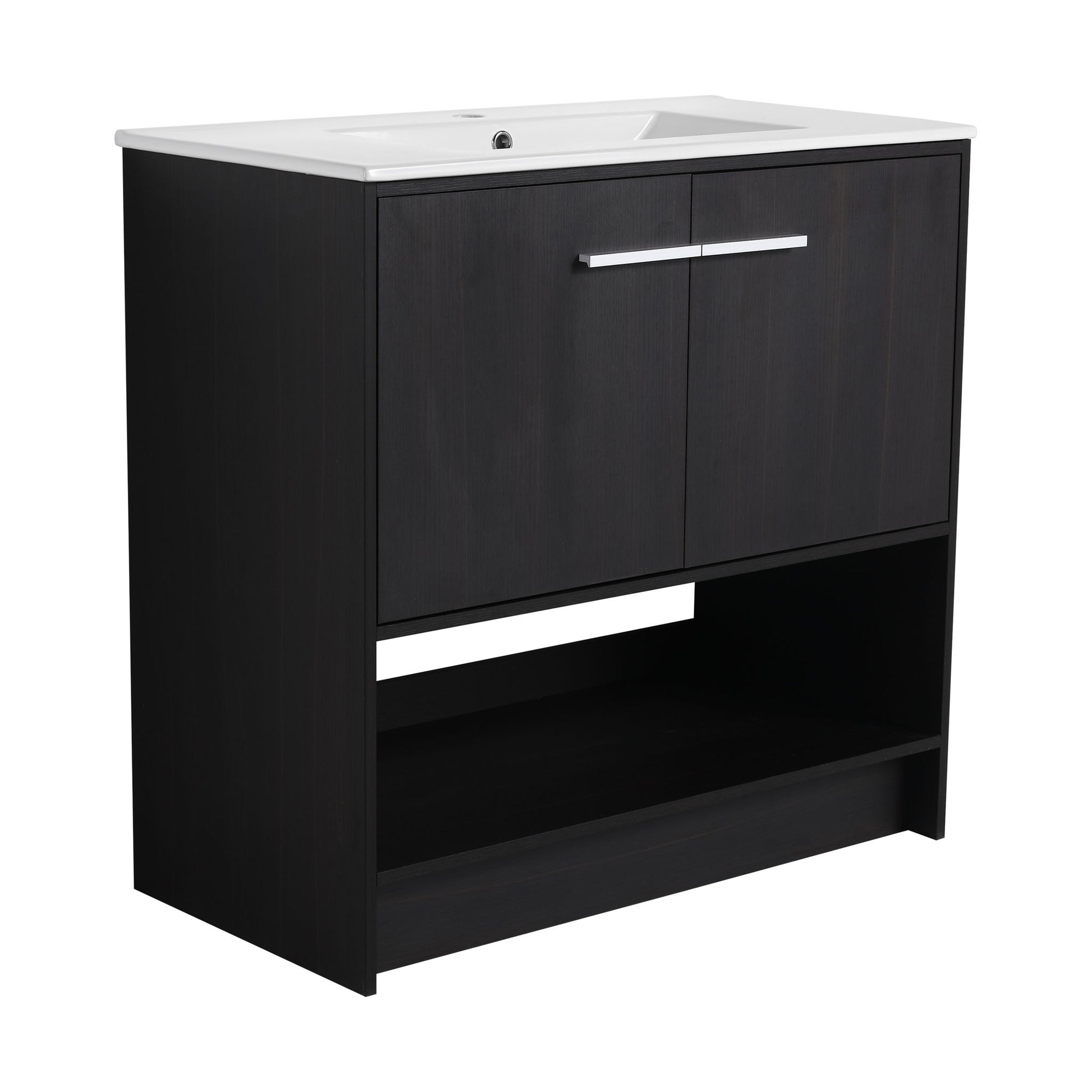 Modern Bathroom Vanity With Ceramic Sink, Freestanding Cabinet, Soft Closing Doors
