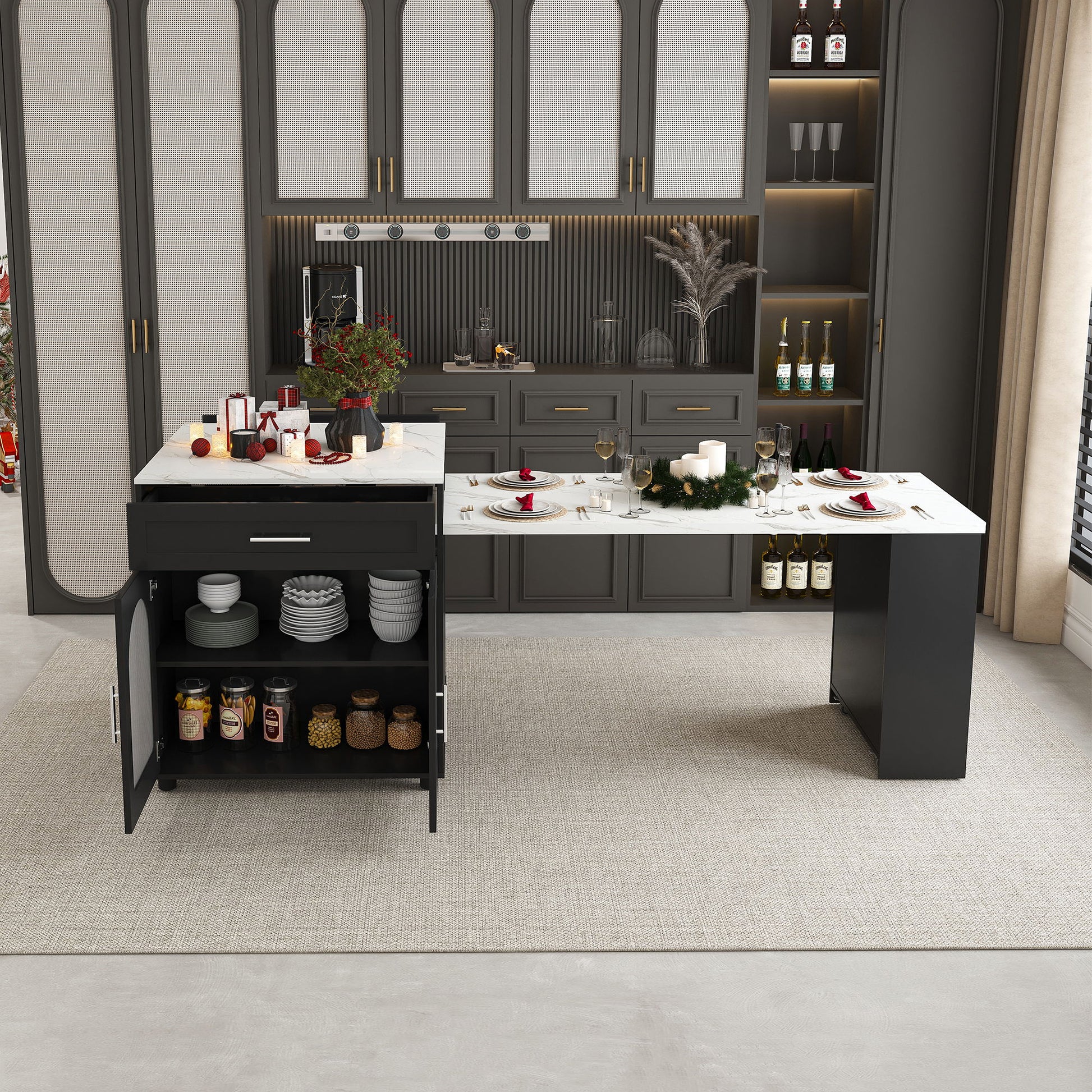 Expandable Kitchen Island With Power Outlet