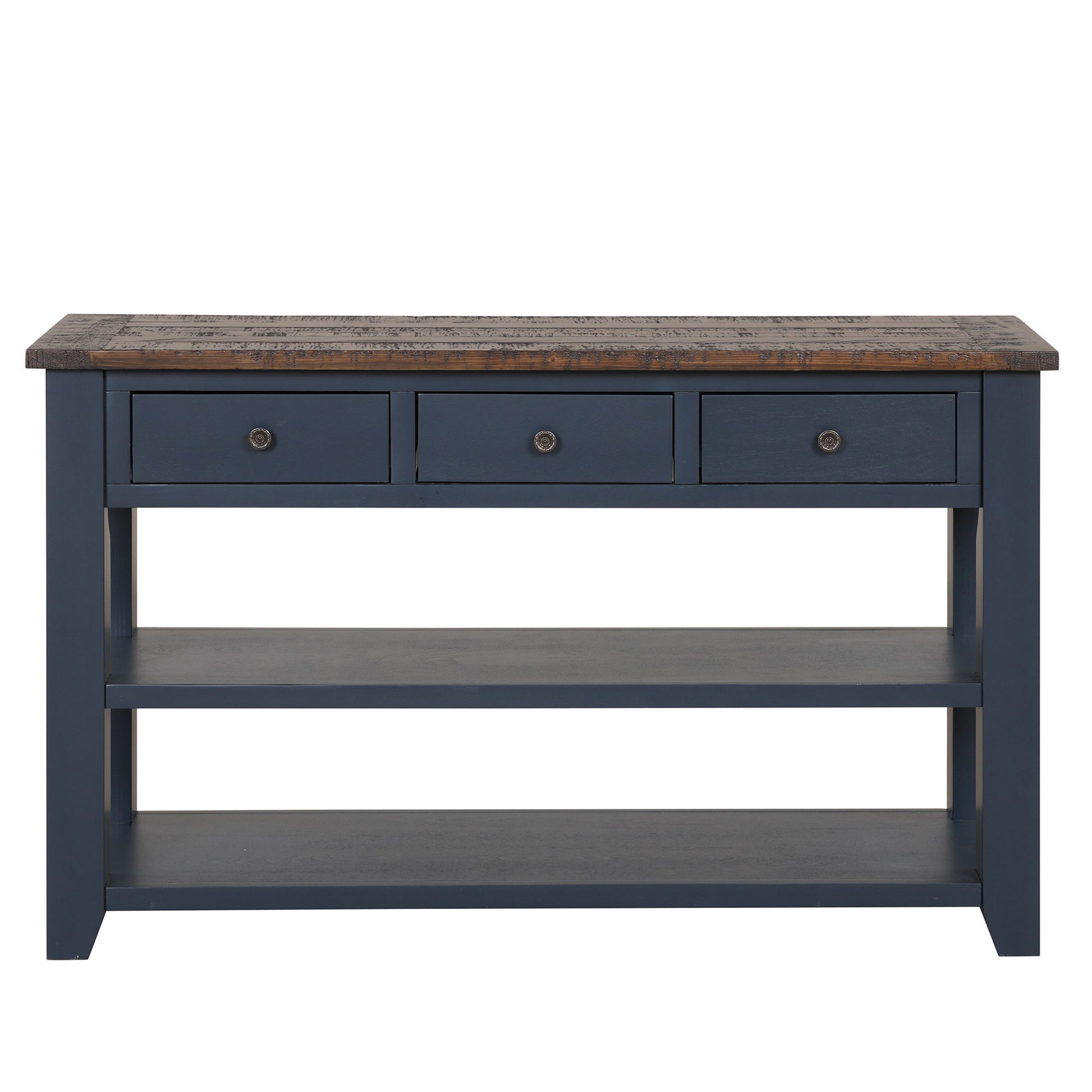 49'' Rectangular Solid 3 Drawer 2 Shelf Console Table - Blue