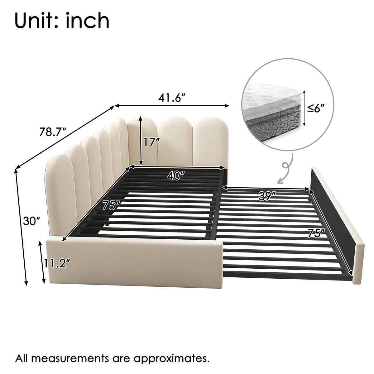Upholstered Daybed With Pull-Out Bed