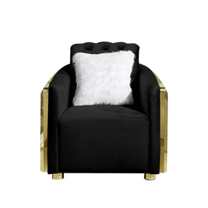 Accent Chair With Button Tufted Diamond Grid & 1 Pillow For Living Room
