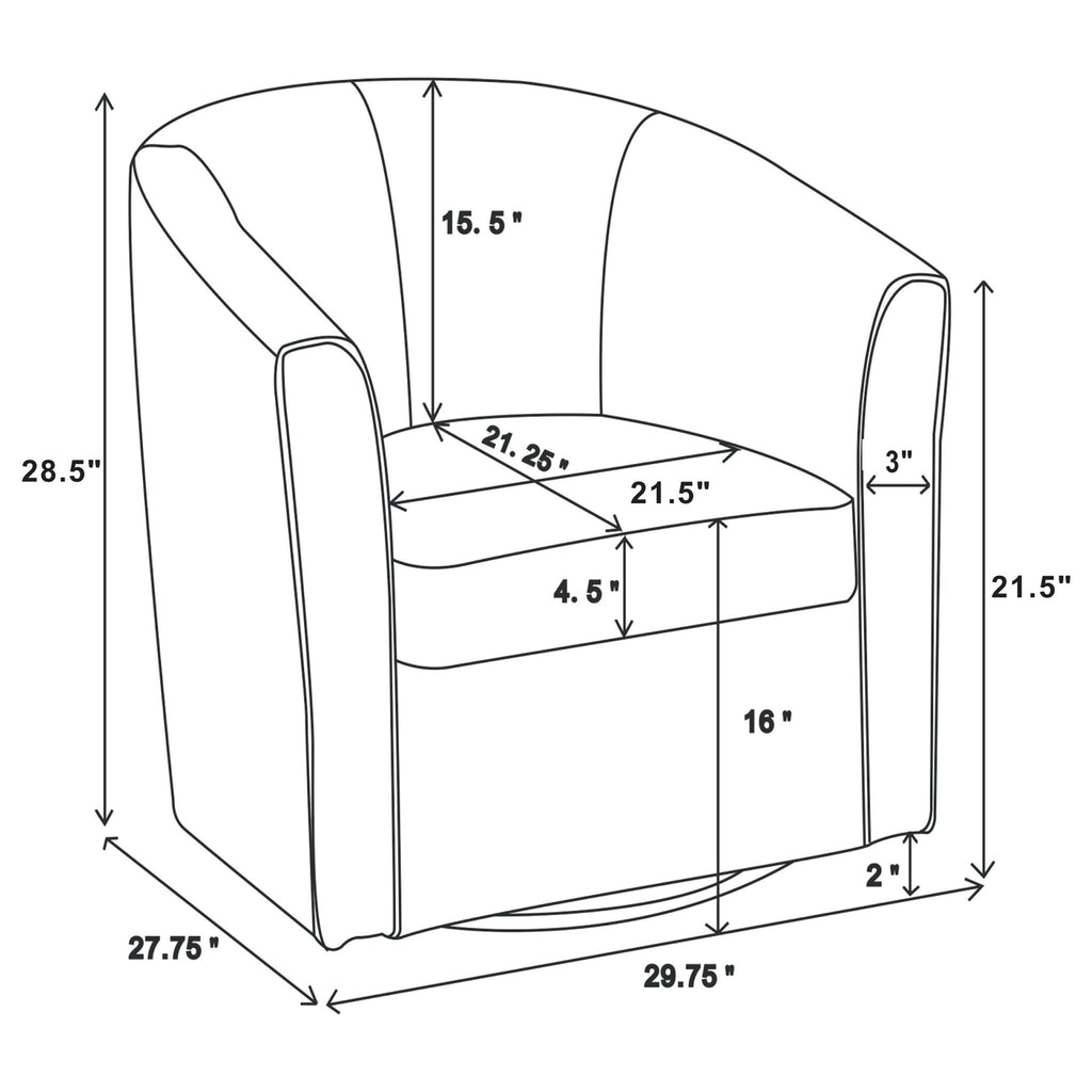 Tournefeuille - Swivel Armchair With Barrel Back Design And Sloping Armrests - Brown