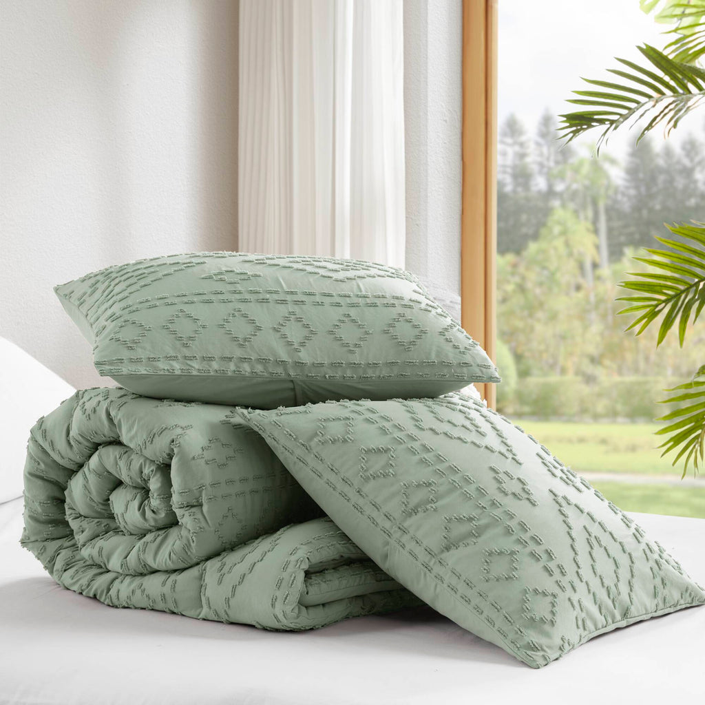 Gigi - King/California King Comforter Mini Set - Sage Green