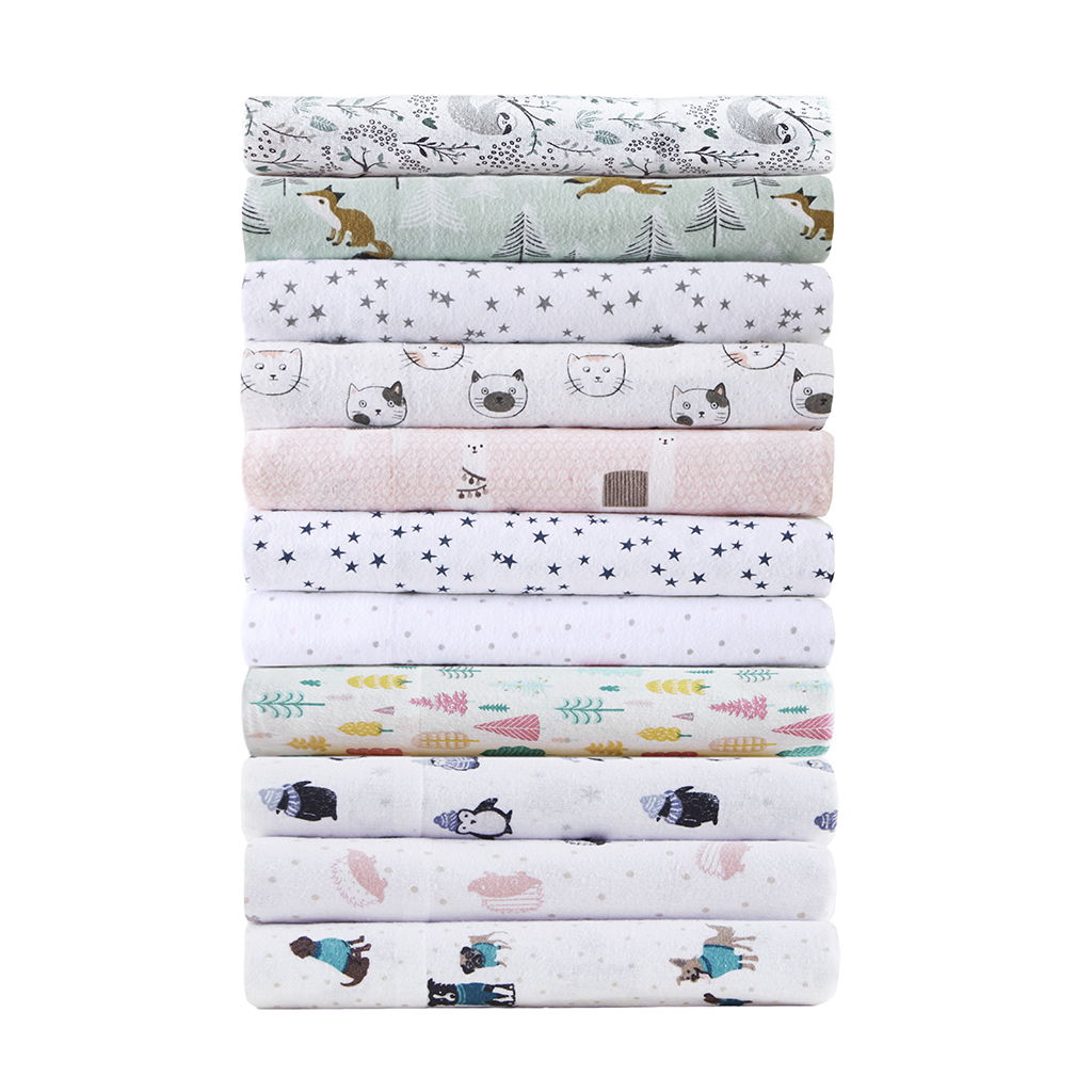Cozy Soft - Twin Long Novelty Print Sheet Set - Gray / Pink Cats