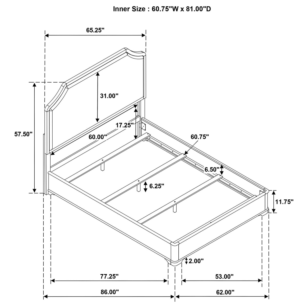 Leonide - Panel Bed With Upholstered Headboard