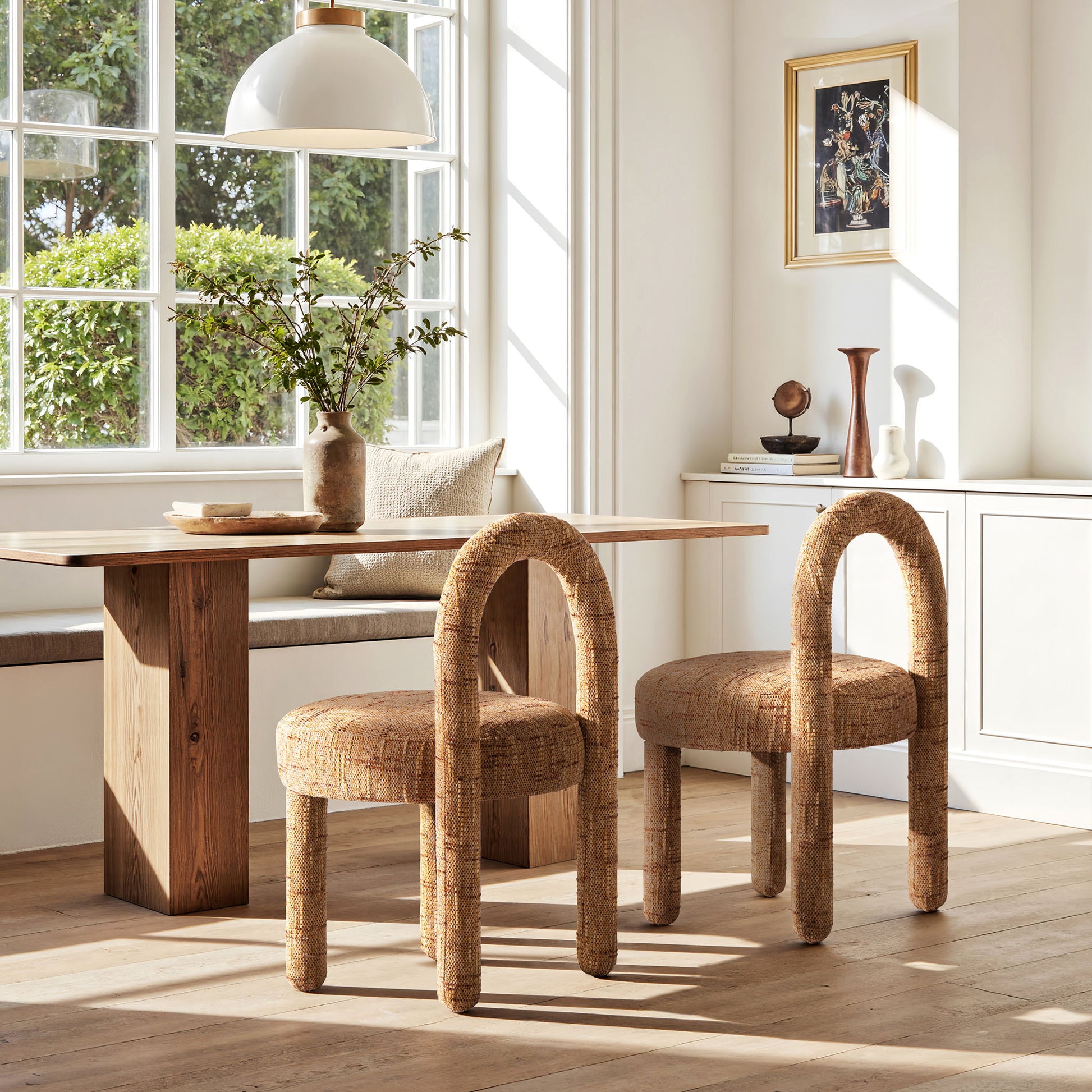 Penny - Round Arched Upholstered Dining Side Chair (Set of 2) - Golden Rust Orange