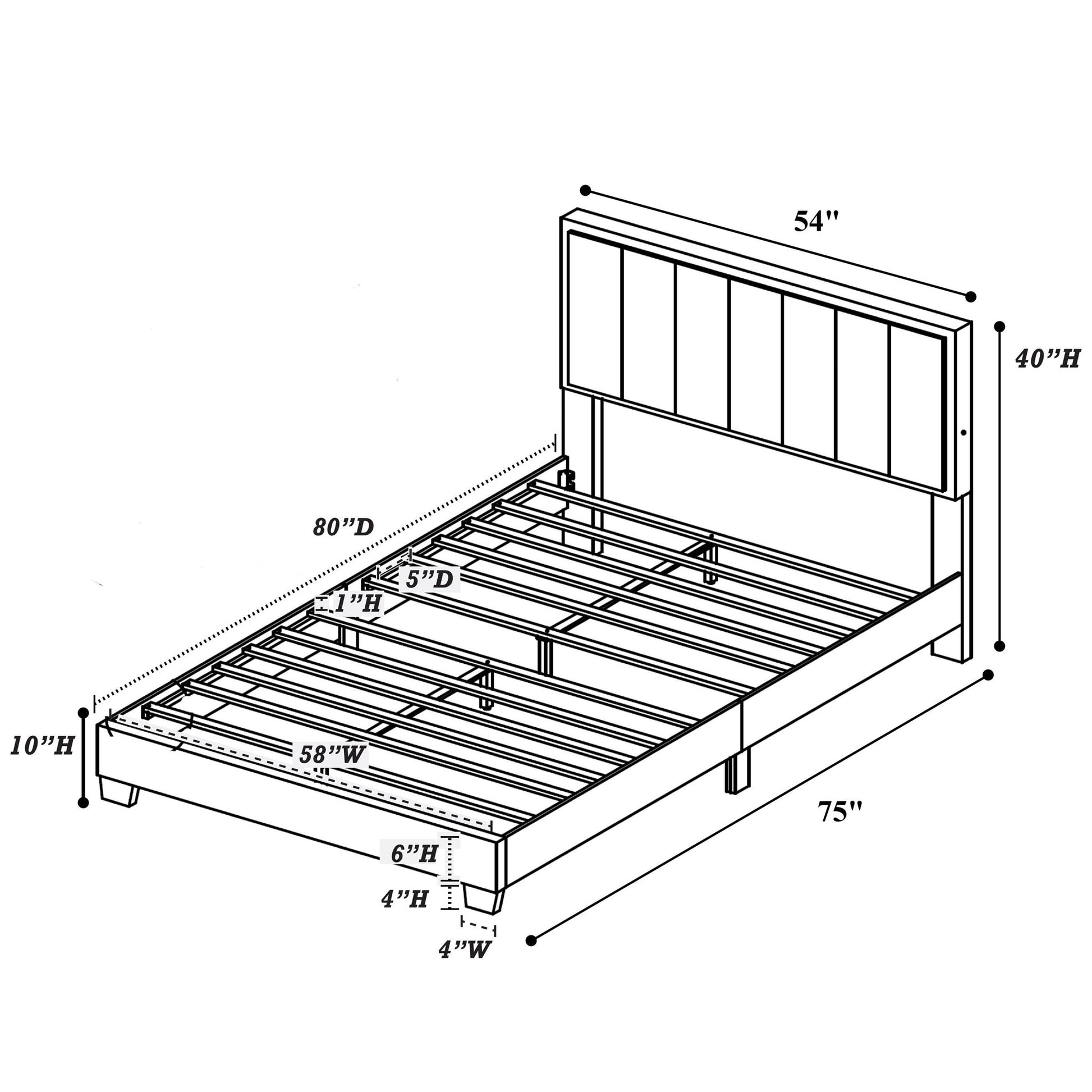 Queen Upholstered Bed With LED - Charcoal