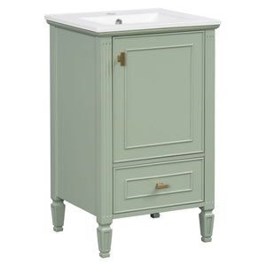Bathroom Vanity & Sink, Freestanding Storage Cabinet, Soft Close Drawers & Doors - Green
