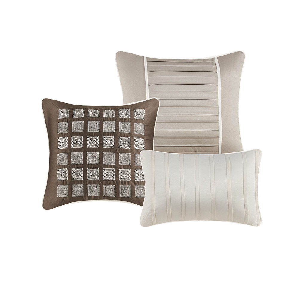 Trinity - Queen Piece Comforter (Set of 7) - Taupe