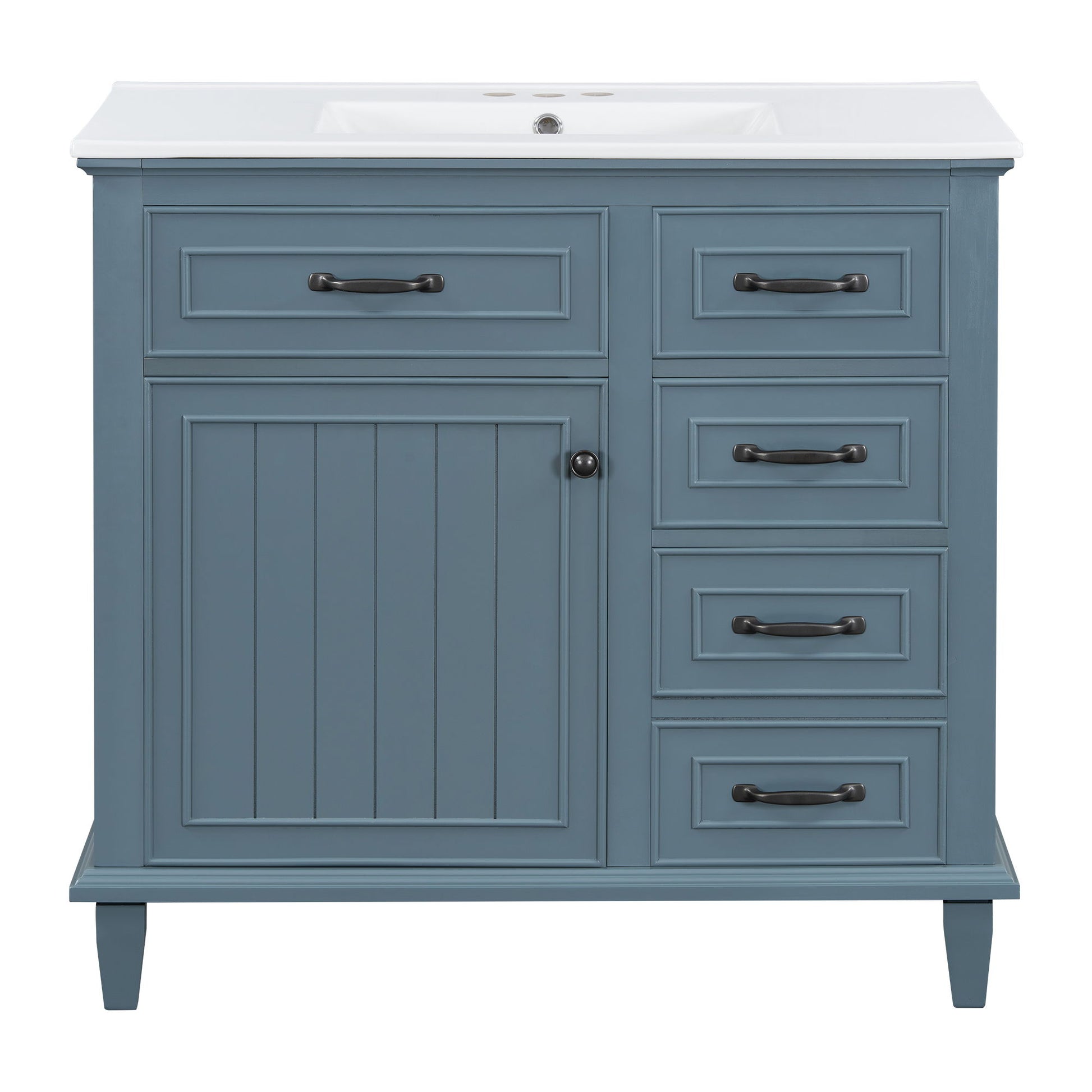 Modern Bathroom Vanity With Sink Top, Flip Drawers, Adjustable Shelf