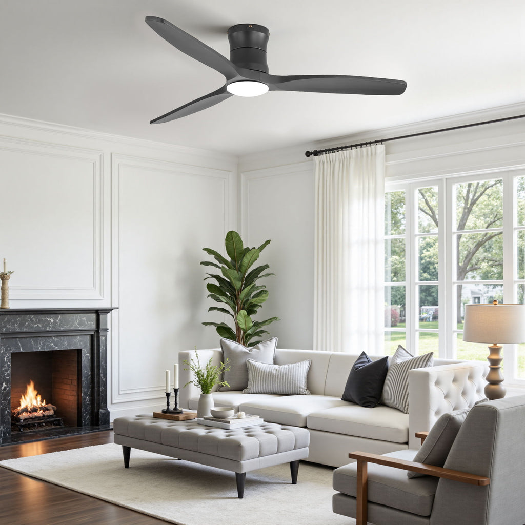 52" Ceiling Fan With Light, Dimmable DC Reversible Motor, 3 Blades