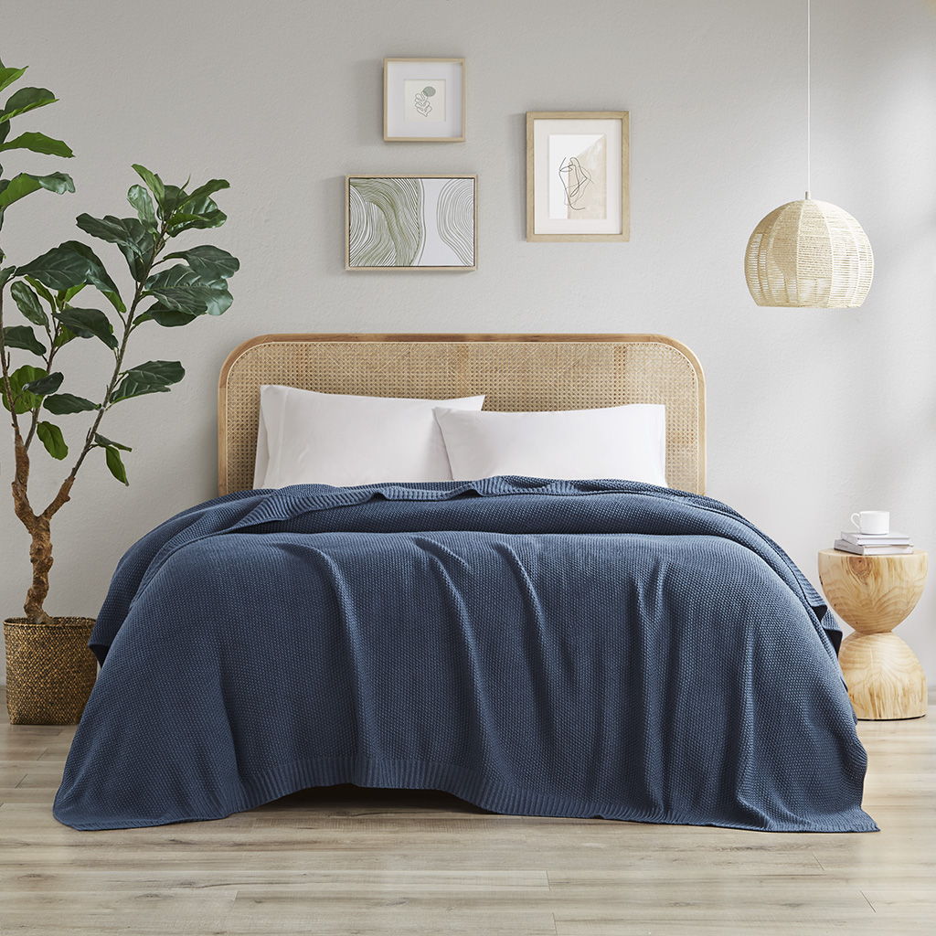 Bree Knit - Blanket - Indigo