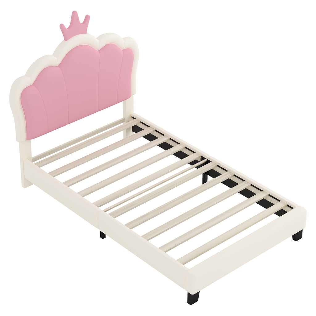 Upholstered Princess Platform Bed With Crown Headboard