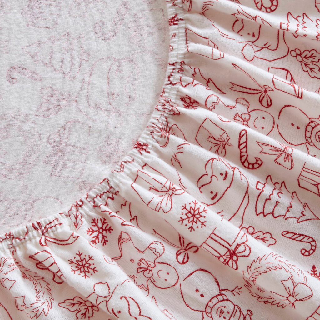 Cozy Soft - Full 100% Flannel Pigment Printed Sheet Set - Holiday Doodles
