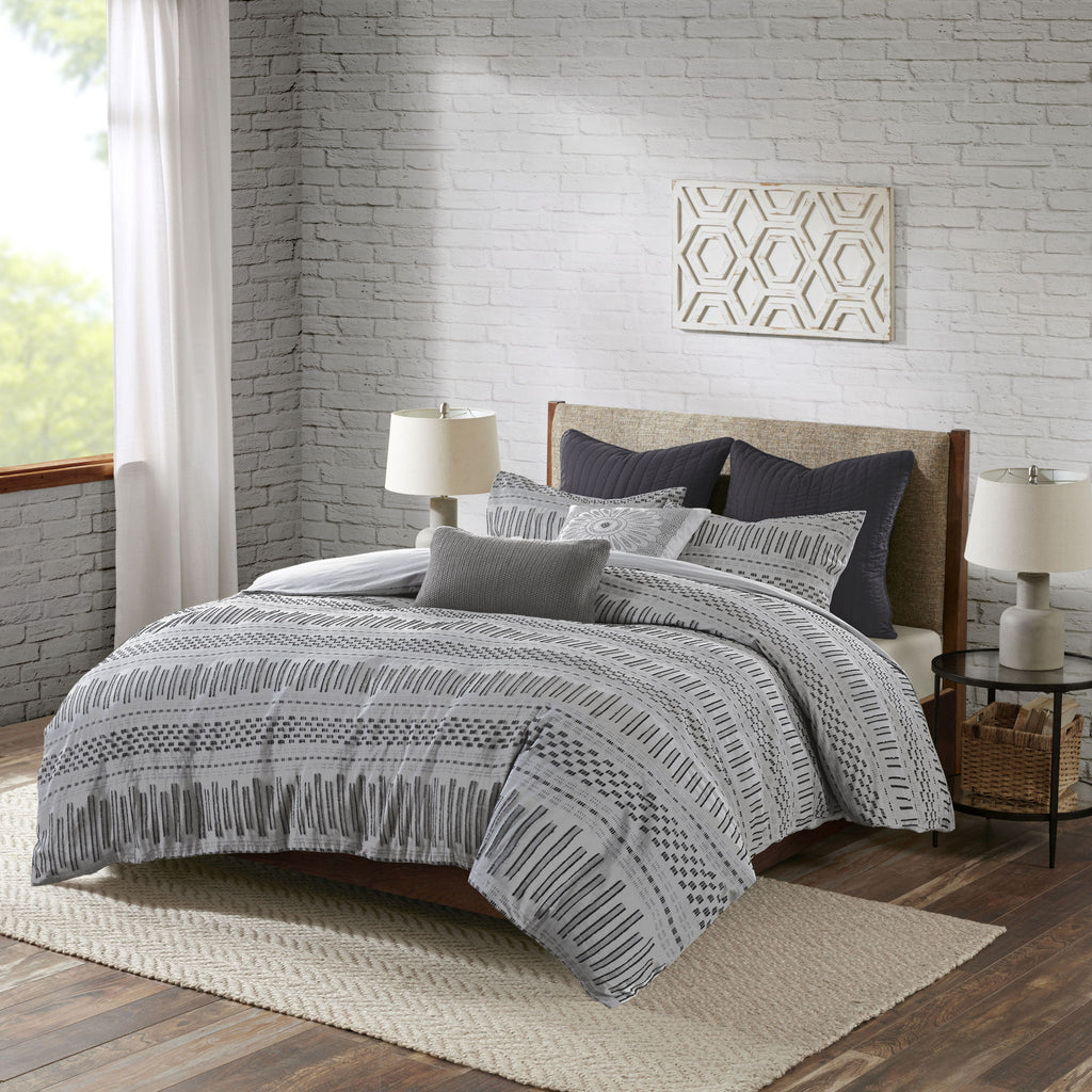 Rhea - Comforter Mini Set - Gray / Black