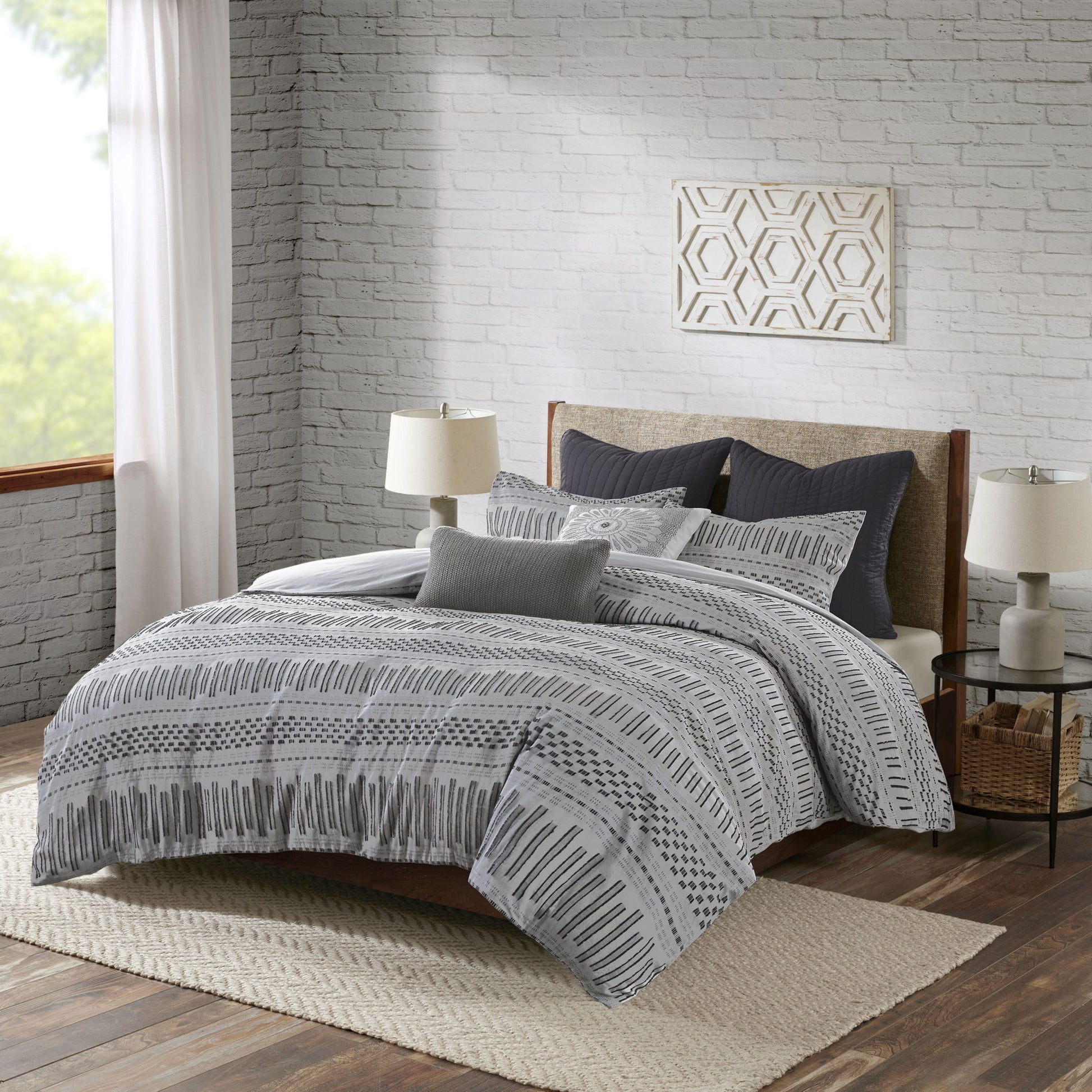 Rhea - Comforter Mini Set - Gray / Black