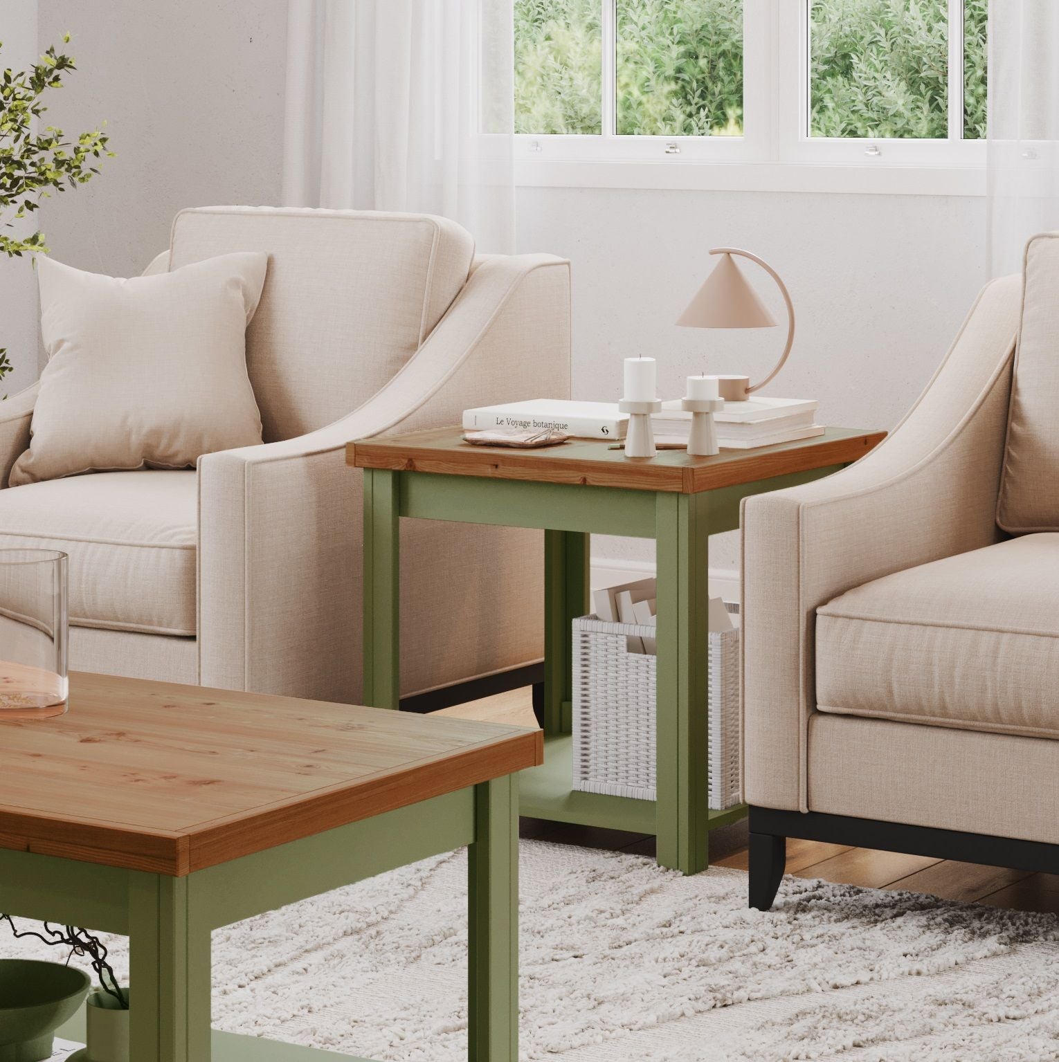 Side Table - Sage Green / Fruitwood