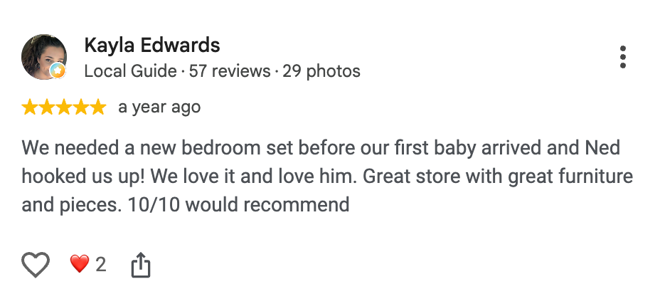 Five-star Google review from Kayla Edwards