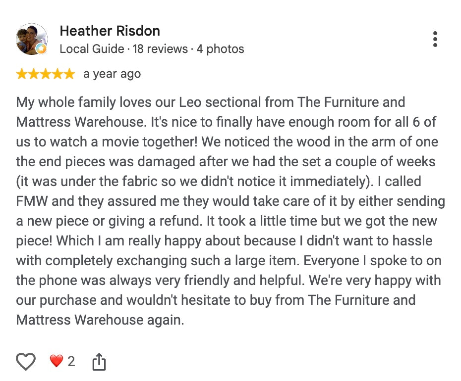 Five-star Google review from Heather Risdon