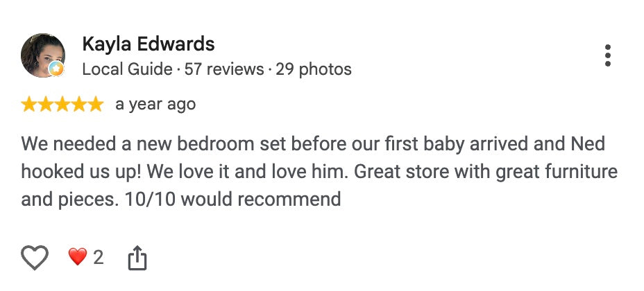 Five-star Google review from Kayla Edwards